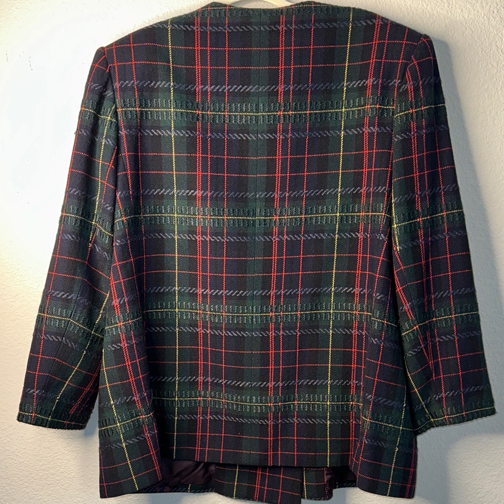 Kasper Plaid Blazer - Red, Green, and Blue - Picture 3 of 6